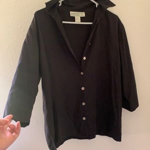 100% silk black button up